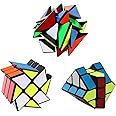 Speed Cube Set Ahyuan 3 Pack Magic Speed Puzzle Bundle 3x3x3 YJ Windmill Yongjun Axis V2 YJ Fisher Toys 3x3 Sturdy and Smooth Speed Cube Puzzles Toy for Kids and Adults