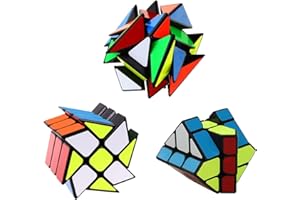 Speed Cube Set Ahyuan 3 Pack Magic Speed Cube Bundle 3x3x3 YJ Windmill Cube Yongjun Axis V2 Cube YJ Fisher Cube 3x3 Sturdy and Smooth Speed Cube Puzzles Toy for Kids and Adults