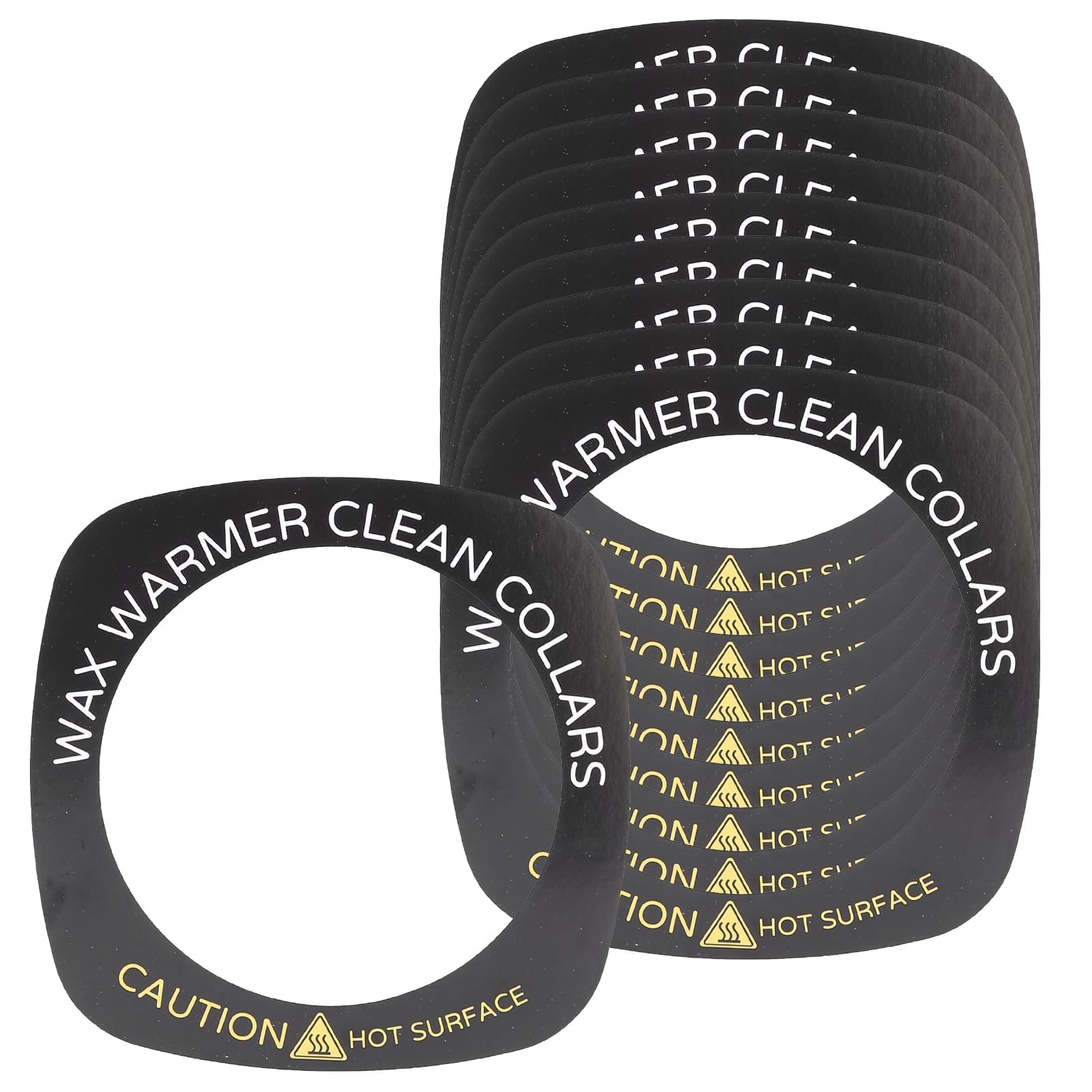 10Pcs Clean Collars for Wax Warmer, Professional Square Wax Warmer Collar Wax Heater Protective Ring Replacement Accessory Universal Protective Collors for Wax Can, Black