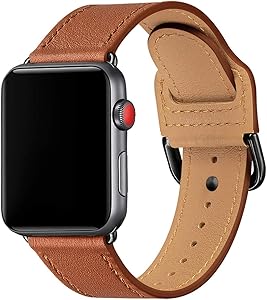 POWER PRIMACY Bands Compatible with Apple Watch Band 38mm 40mm 42mm 44mm, Top Grain Leather Smart Watch Strap Compatible for Men Women iWatch Series 6 5 4 3 2 1,SE (Brown/Black, 38mm/40mm)