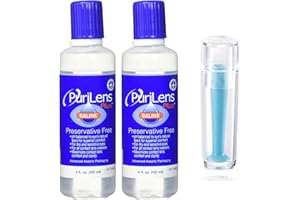 JT HOME - PuriLens Preservative Free 4 oz Saline Solution - Pack of 6 - with Hard Contact Lense Remover Tool for RGP and Scleral Lenses Plunger Suction Cup (2 Count - 4 Oz)