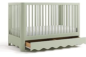 Storkcraft Casablanca Convertible Crib with Drawer and Toddler Guardrail (Sage) – GREENGUARD Gold Certified, Toddler Bed Conversion Kit Included, Fits Standard Crib Mattress, Crib with Storage