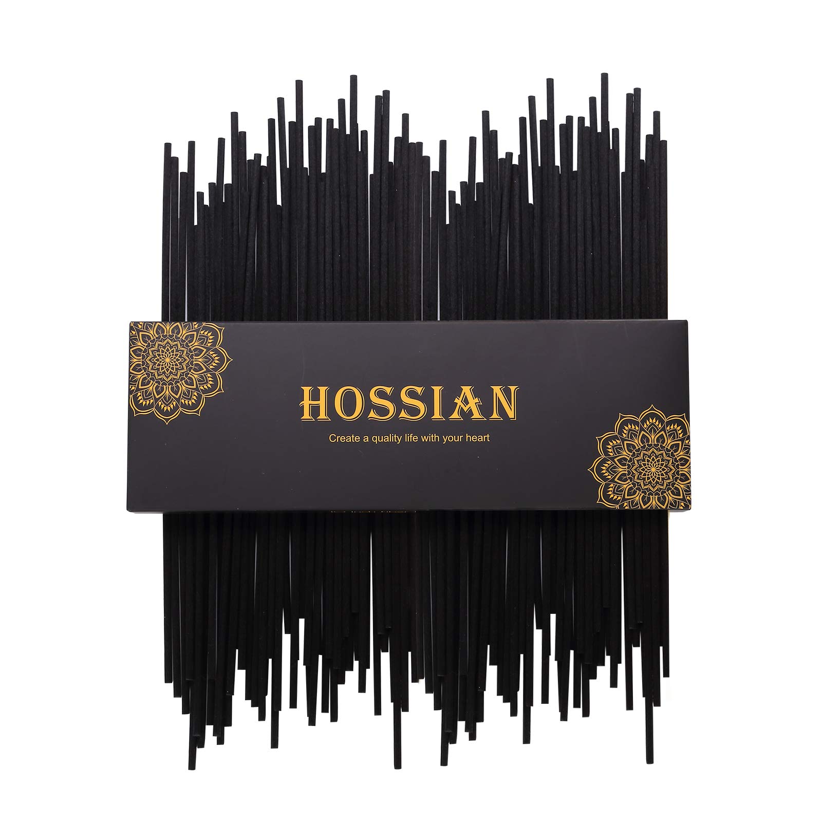 HOSSIAN Reed Diffuser Sticks - Wood Rattan-Reed Sticks -Diffuser Glass Bottles-Diffuser Refills- Spa-Aromatherapy (10" Black)