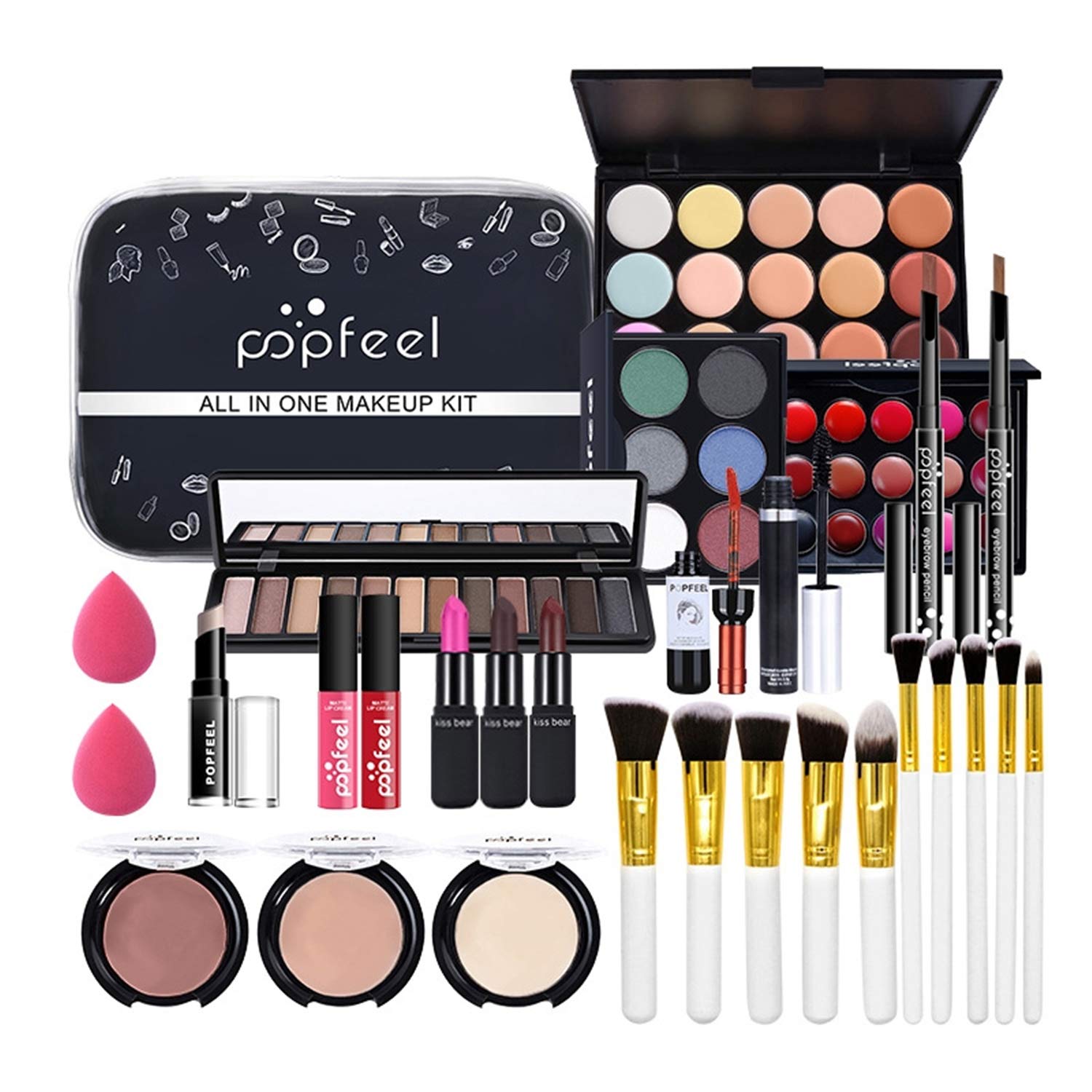 Professional Makeup Set,MKNZOME Cosmetic Make Up Set With Makeup Bag Portable Travel Make-up Palette Birthday Xmas Makeup Gift Set Full Sizes Eyeshadow Foundation Lip Gloss for Teenage & Adults