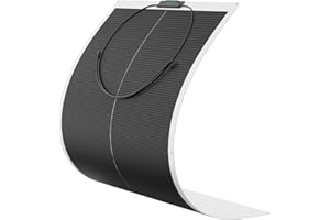 FivstaSola 150 Watt Flexible Solar Panel,with mounting Holes 12 Volt Monocrystalline Semi-Flexible Solar Panels Bendable Mono Off-Grid Charger for Marine, RV, Cabin, Van, Car and Uneven Surfaces