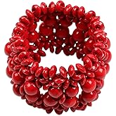 Florate Colorful Wood Bead Bracelet for Women Stretch Vintage Ethnic Charm Elastic Statement Bohemian Strand Bangle Female Beaded Jewelry
