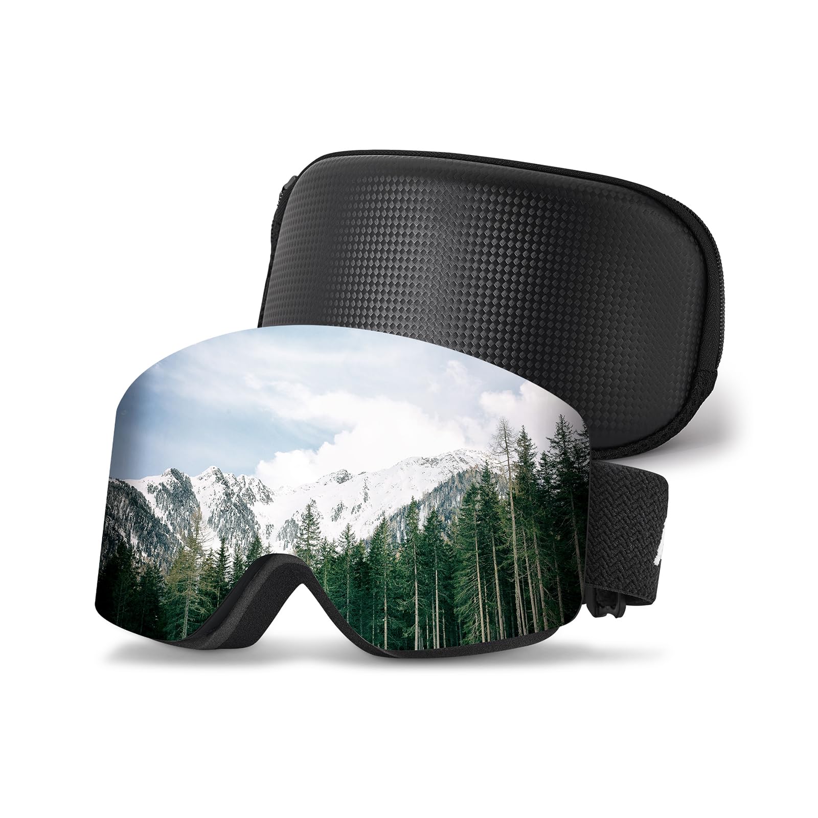 CARFIA Mens Womens Ski Goggles OTG Magnetic 100% UV Protection, Anti-Fog, Anti-Glare Snowboard Glasses for Spectacle Wearers (Silver Lense)