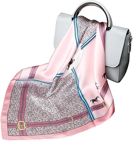 YLGG Bufanda de seda estampada a juego con bufanda cuadrada pequeña