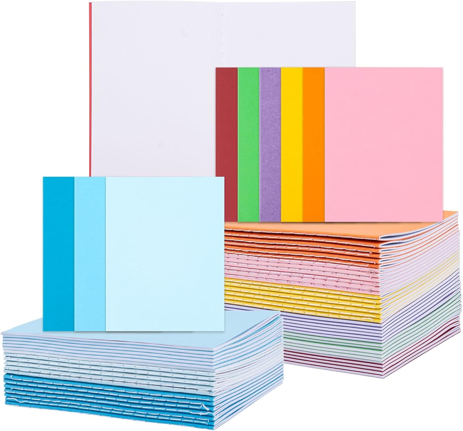 Xaztr 55 Pack Small Notebooks Bulk, Blank Paper Small Pocket Notebook Mini Journal Memo Notepads for Students, Traveler, School Office Supplies, 4.25" x 5.5", 9 Colors, 48 Pages
