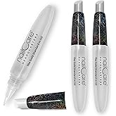 Refillable Holographic Cuticle Oil Pen for Nails - Empty Holo Squeeze Nail Oil Pen with Brush from Nail Care Headquarters by Bliss Kiss 3-Pack
