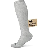 HAPIU Merino Wool Easy On Compression Socks for Women & Men, 15-20 mmHg, Plus Size Knee High Stocking for Nurses, Pregnancy, Travel, Flight, Medias de Compresión Mujer