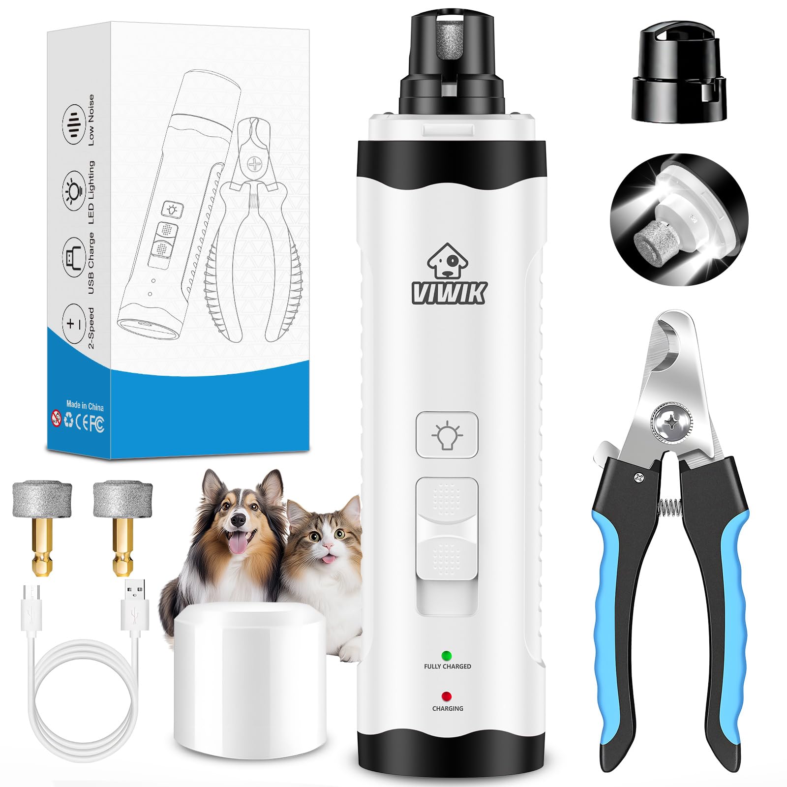 Photo 1 of *** STOCK PHOTO SIMILAR NOT EXACT **** NAIL GRINDER ONLY MISSING ATTACHMENTS****  Dog Nail Trimmers with Light, Cat Dog Nail Clippers, Dog Nail Grinder Quiet for Large Medium Small Dogs Paw & Cats Claw, Electric 2-Speed Pet Toenail Grooming Supplies, Gift