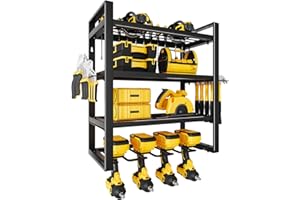 Aunulahca New Strong Black Metal Power Tool Organizer, 4 Layer 4 Drill Wall Mounted Drill Holders, Holder Storage Rack Heavy 