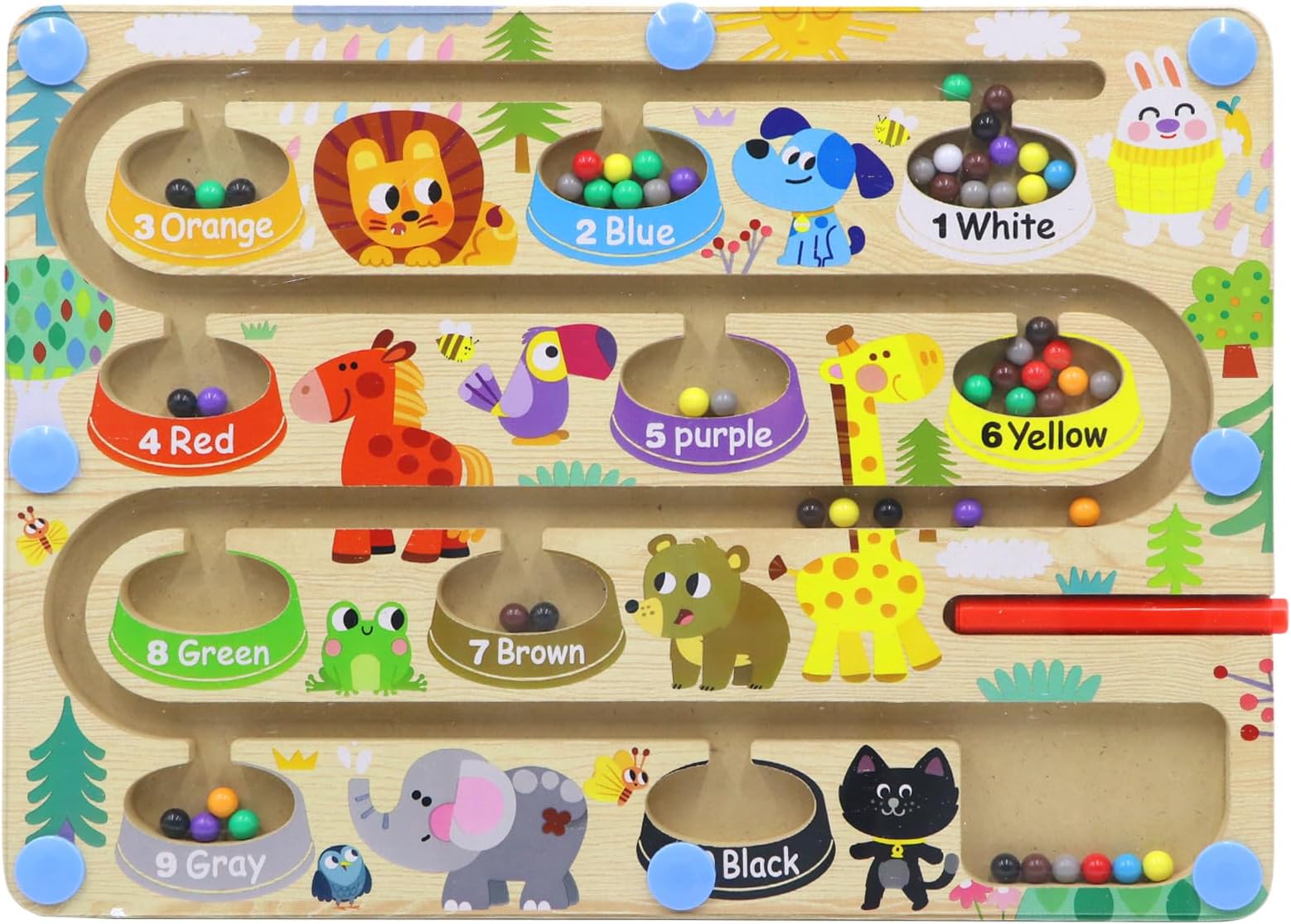 Rtavnds Color & Number Maze,Animal Board Wooden Montessori