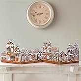 Thyle Wooden Christmas Houses Sets Christmas Tabletop Gingerbread House Decor, Rustic Desk Shelf Ornaments Xmas Village Set for Xmas Centerpieces Home Table Shelf Kitchen Decor