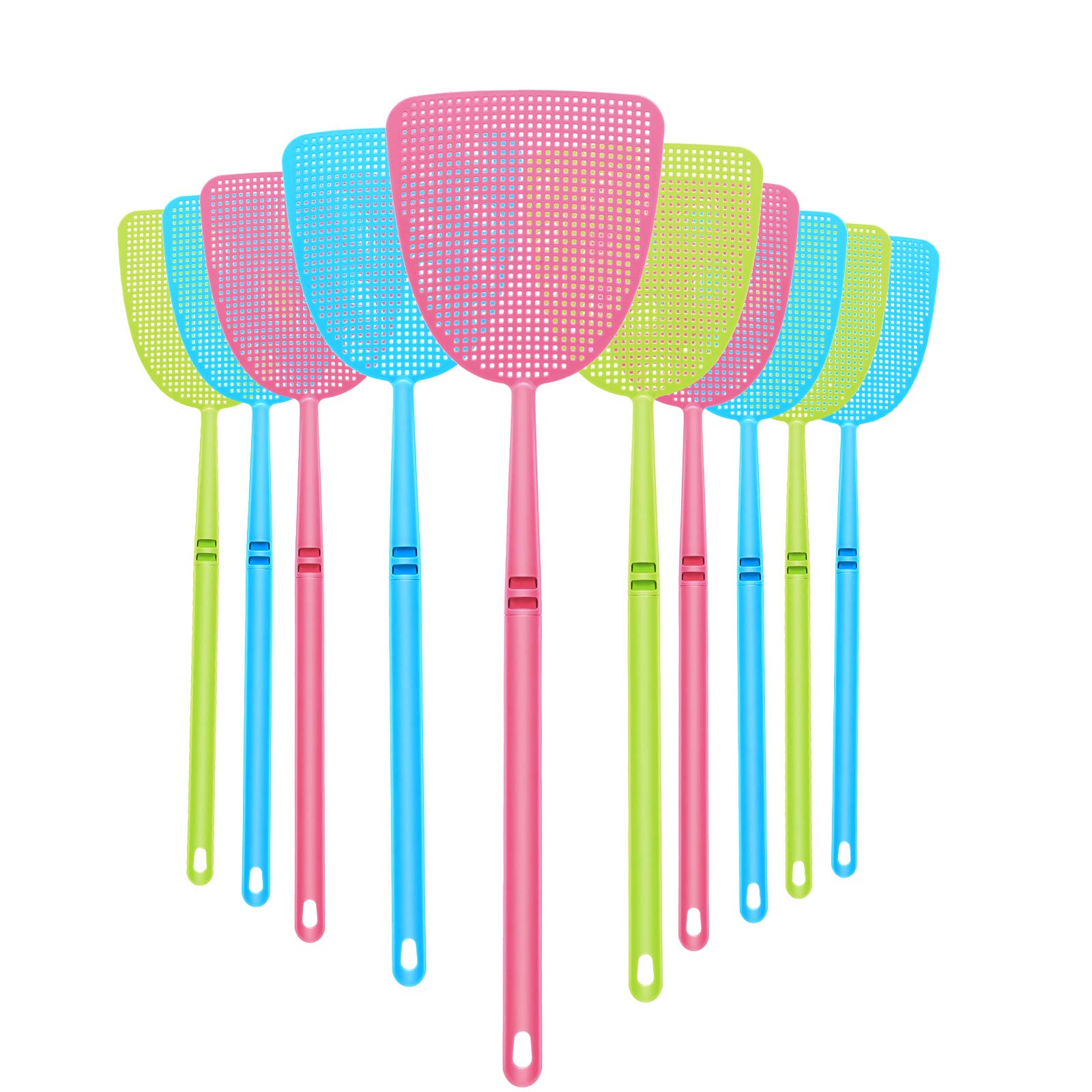 Photo 1 of Boao 10 Pcs Fly Swatter Bulk Plastic Colorful Strong Flexible Manual Fly Swat Set Long Handle Durable Bug Swatter for Indoor and Outdoor