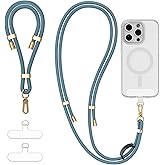Lucforeen 4-IN-1 Phone Lanyard + Wrist Strap Kit with 2 Pack Tabs, Universal Adjustable Phone Strap Crossbody, Anti-Theft Neck Lanyard for iPhone 17 Pro Max and Most Smartphones, Teal Blue