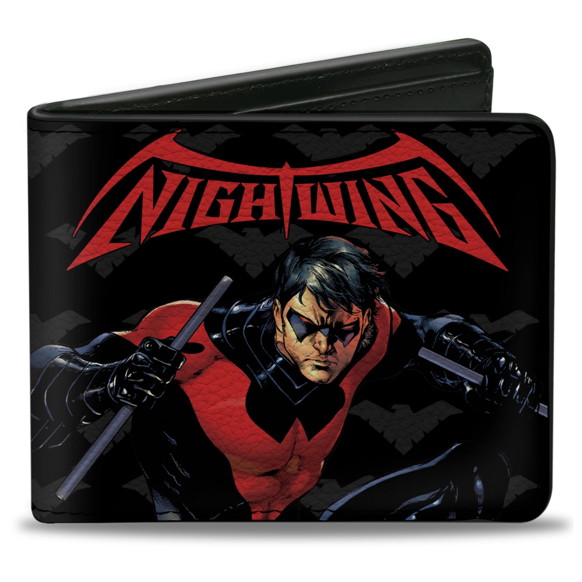 Buckle-Down - Bi-Fold Wallet Pu Bifold Wallet - Nightwing Issue #1 Welcome to Gotham Cover Pose/Logo Black/Gray/Red unisex-adults mens