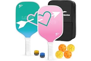 ZUMWORGION® Pickleball Paddles Set of 2: Fiberglass Rackets for Beginners with Balls - 8mm Honeycomb Core Spin | 7oz Lightweight - Couple Pickle Gifts for Women