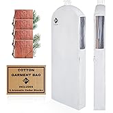 Premium 60” Cotton Garment Bag For Hanging Clothes And Storage | Wide 6” Gusset 
4 Cedar Blocks For Fresh Smell And Clothes 