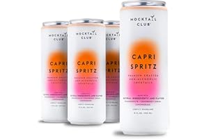 Mocktail Club Capri Spritz Non-Alcoholic Sparkling Craft Cocktail - Non-GMO, No Artificial Ingredients, Gluten Free | Natural Pomegranate Cranberry Shrub & Lemongrass - 12 fluid ounce (Pack of 4)
