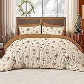 Erwinmu Christmas Duvet Cover Set Queen Size,Beige Cartoon Pattern Christmas Bedding Set for Kids Adults,Soft Brushed Microfiber Comforter Cover Set Includes 1 Duvet Cover and 2 Pillowcases