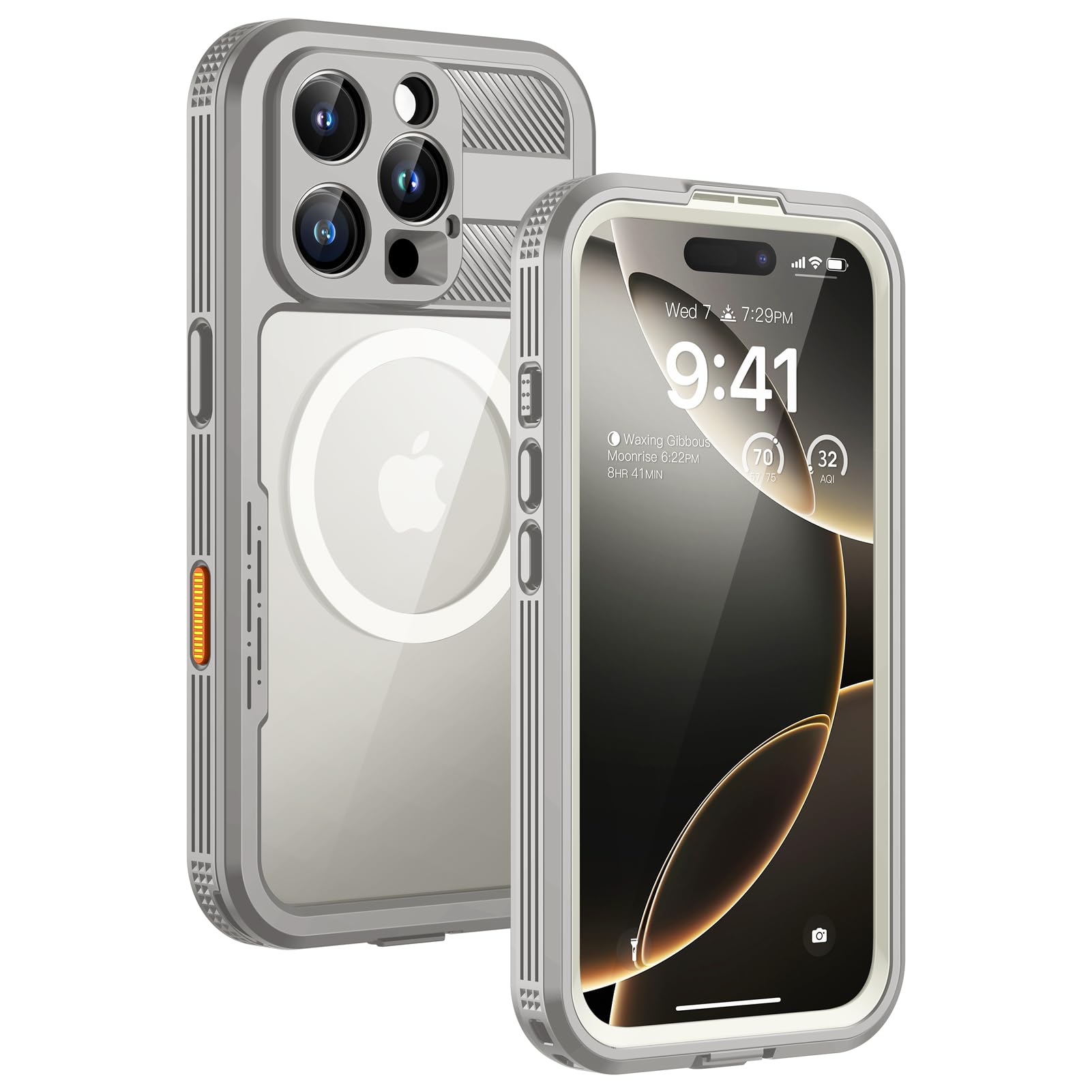Photo 1 of Lanhiem Magnetic for iPhone 16 Pro Case, IP68 Waterproof Dustproof Case, [Compatible with Magsafe] [Built-in Screen Protector] Full Body Heavy Duty Rugged Phone Cover 6.3 inch, Natural