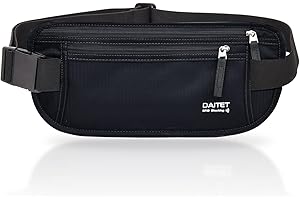 RFID Blocking Money Belt for Men Women, Slim Fanny Pack for Travel，Running,Conceal Waist Wallet for Passport Holder,Phone,Cas