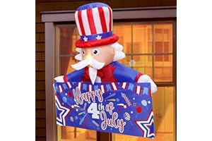 Huray Rayho 4th of July Inflatable Patriotic Blow Up Outdoor Decoration Uncle Sam Airblown Inflatable with LED Lights for Memorial Day Party Yard Garden Lawn Decor Independence Day Gift 4FT