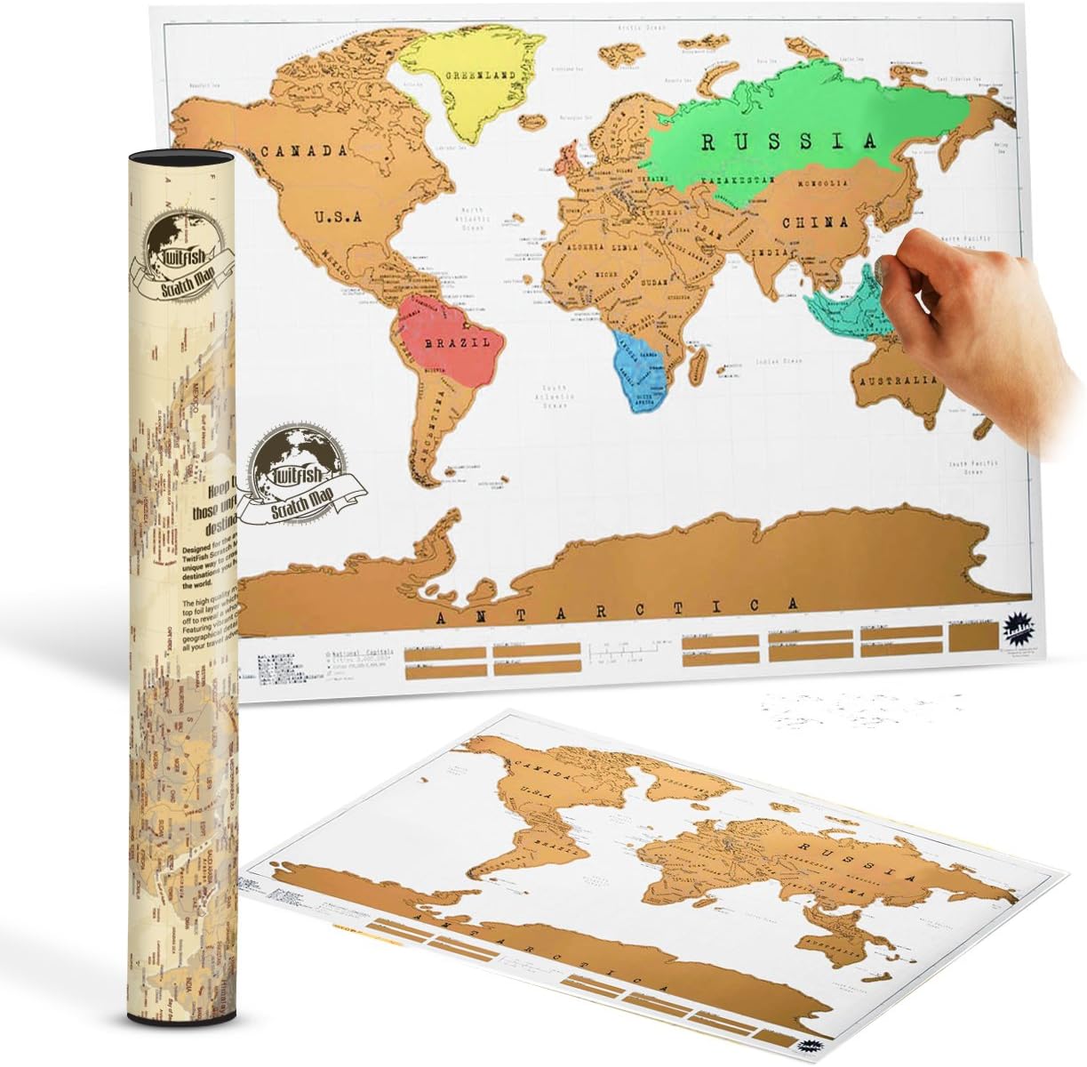 Twitfish® Scratch World Map - Scratch off as you go along!