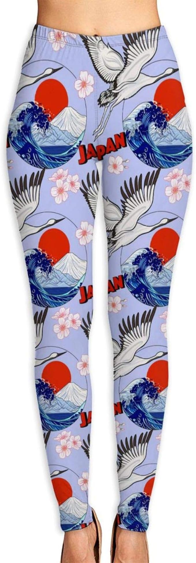 Japanese Crane Chrysanthemum Yoga Pants for