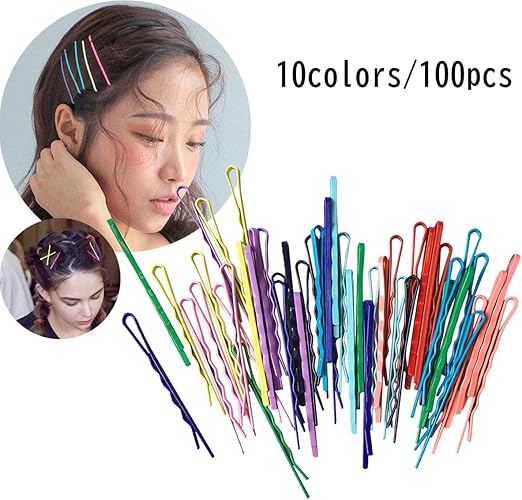 Amazon Co Jp 100枚入り ヘアピン 可愛い ヘアアレンジ ピン ヘアアクセサリー 編み込み 和装 洋装 併用 髪飾り 10色 ホビー