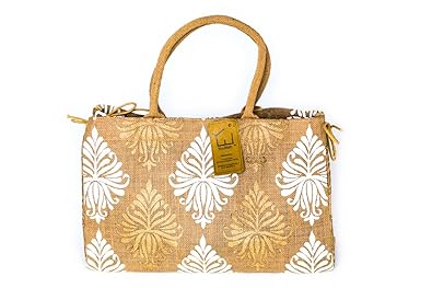 YouWah Womens Printed Jute Bag (Brown)