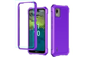 AULZAJU for Nokia C110 Case,Nokia C110 Phone Case with Screen Protector, Front Back Full Body Heavy Duty Protection,Frosted PC Back Soft Raised TPU Edge Shockproof Cover for Nokia C110 N156DL (Purple)