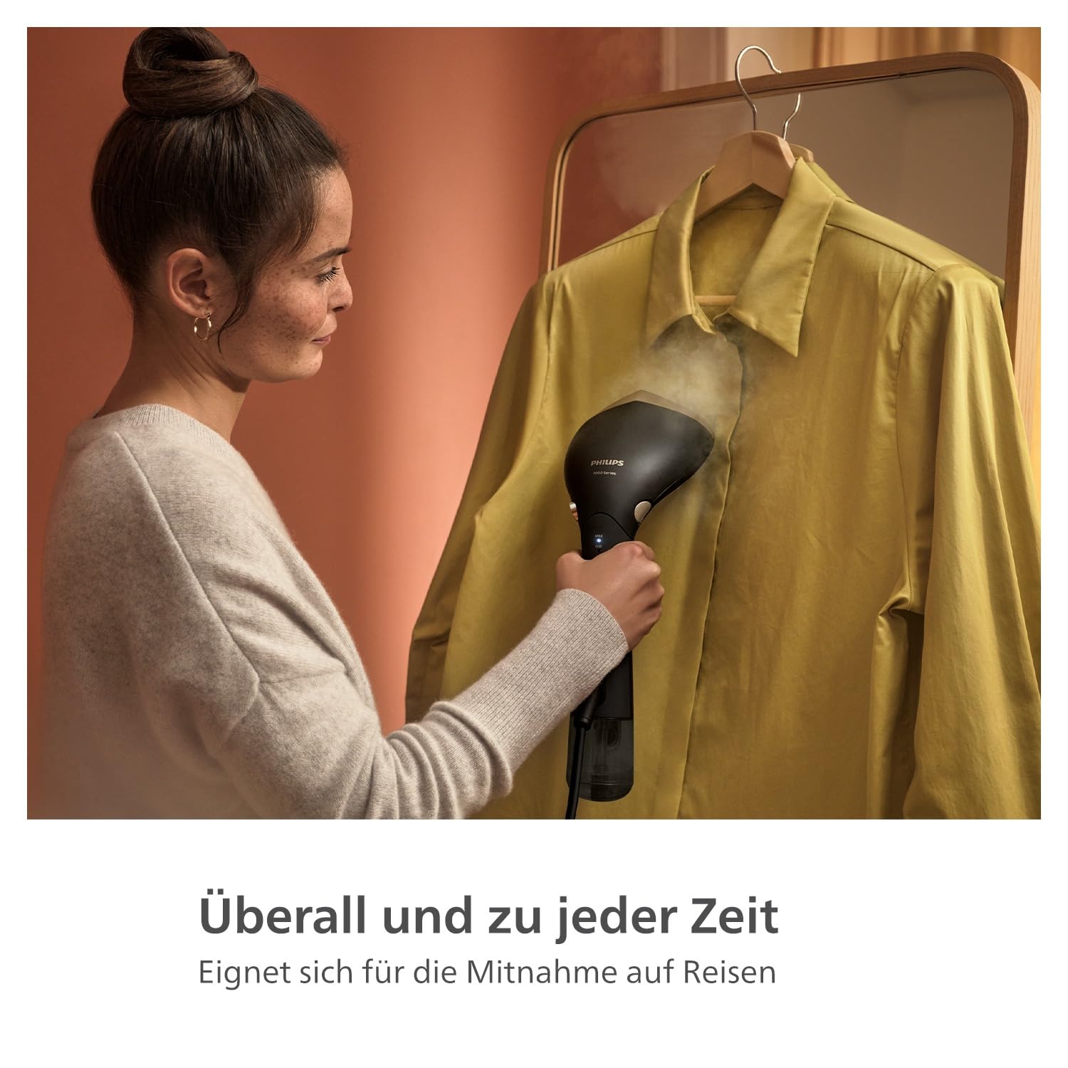 Philips Steamer 7000 Series - 1500W, 28 g/min Dampfleistung, zugespitzte Heizplatte aus Metall, 2 abnehmbare Wassertanks, inkl. Handschuh/StyleMat, Schwarz (STH7060/80) 7