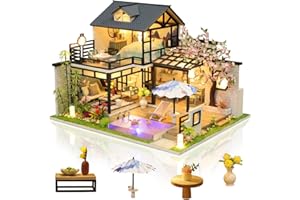 GuDoQi DIY Miniature Dollhouse Kit, Tiny House kit with Music, Miniature House Kit 1:24 Scale, Great Handmade Crafts Gift for Birthday Christmas Day, Vintage Courtyard