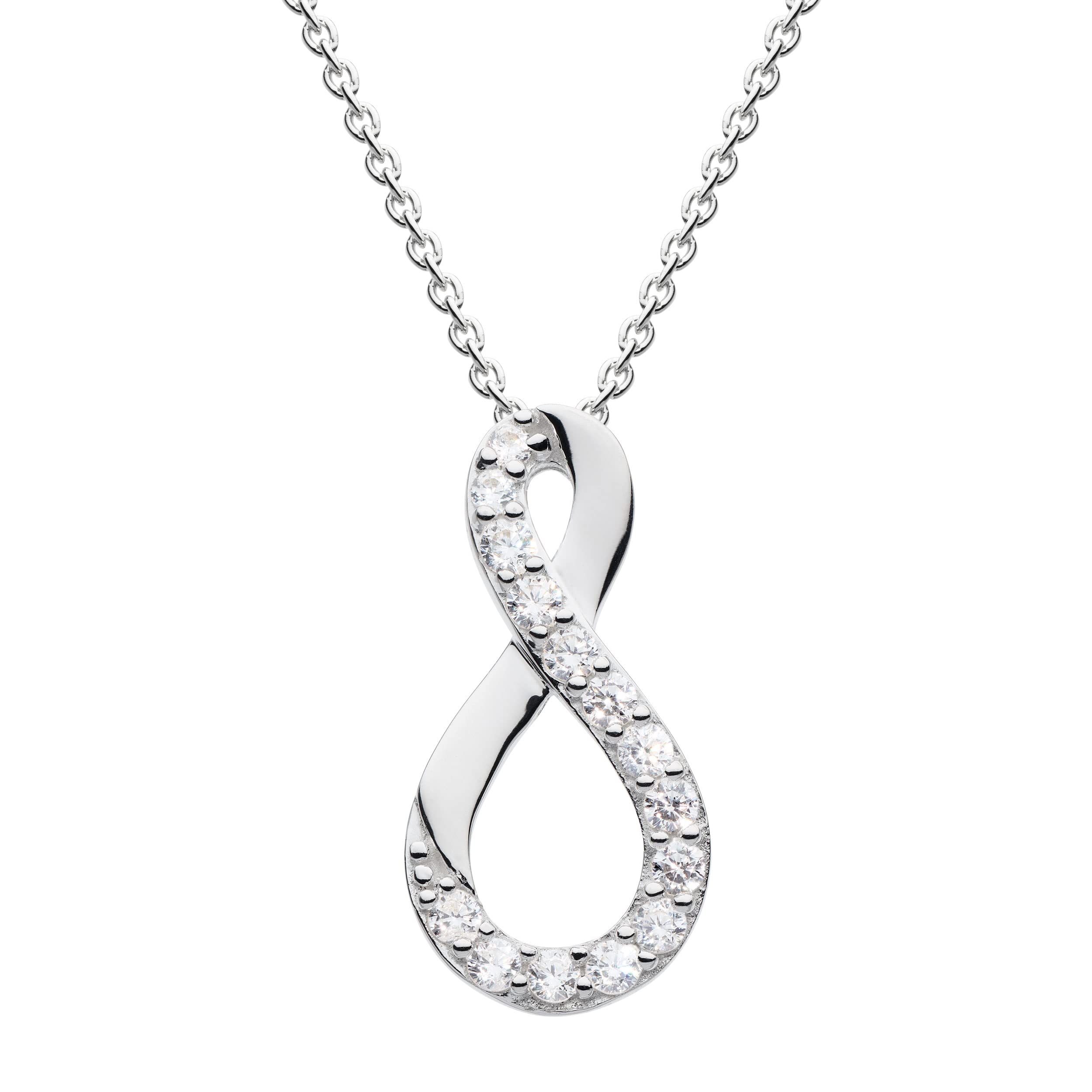 Dew Sterling Silver and Cubic Zirconia Infinity Twist Necklace, 18"