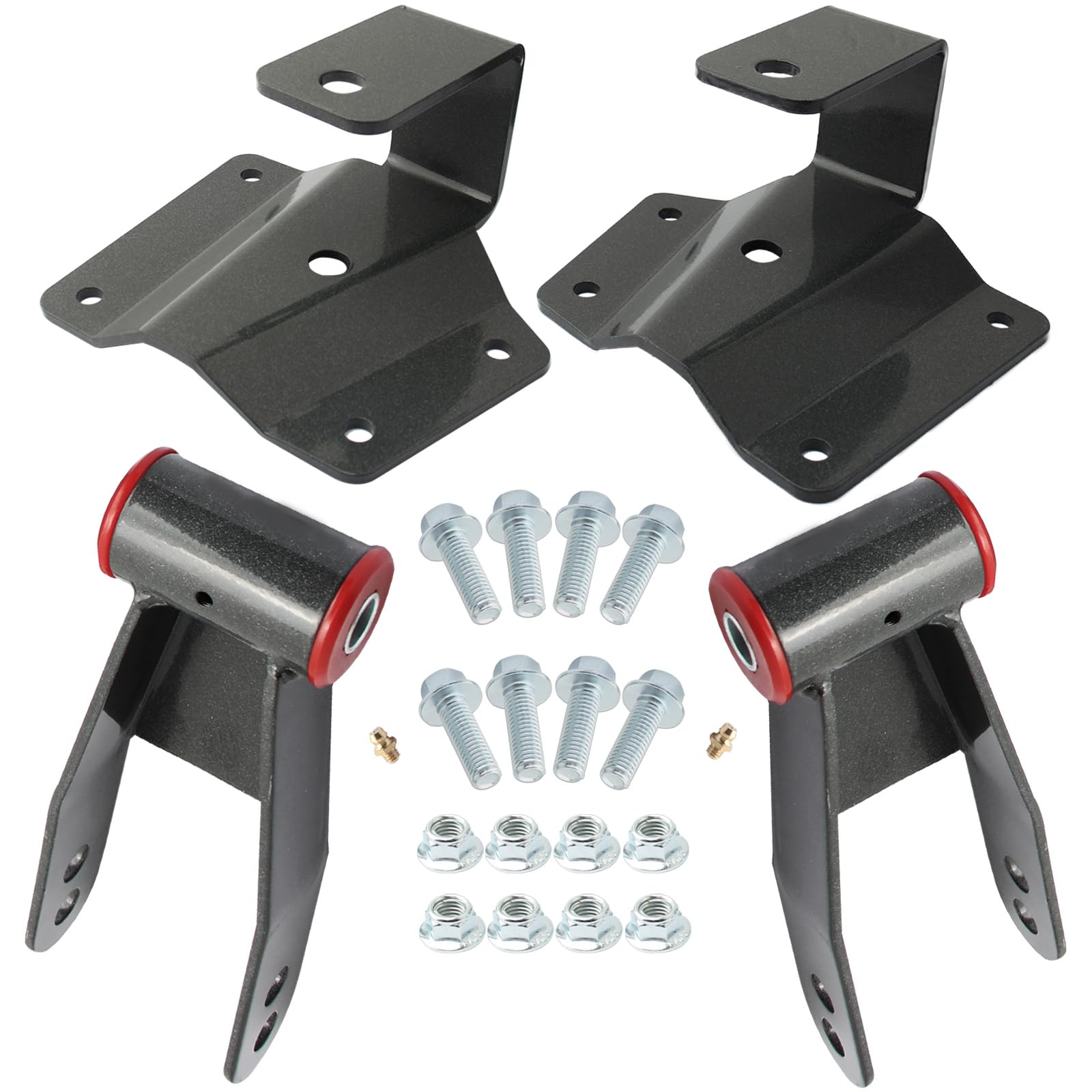 Photo 1 of 4'' Rear Drop Shackles and Hangers Kit for 1996-2006 Chevy Silverado 1500 GMC Sierra 2WD Truck Short Bed Only Lowering Leveling Set