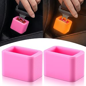 Glow In The Dark Seat Belt Buckle Holder, 2 Pack Silicone Universal | Makes Receptacle Stand Upright for Easy Access, Car Int