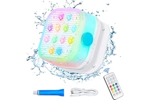 Purheme Rechargeable Submersible Pool Lights with Remote, Waterproof Underwater USB-C Charging Built-in 2600mAh Battery Magnet 16 Color Changing Floating LED Lights Party Decor