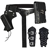 NFAUEIK Renaissance Accessories Viking Renaissance Belt Medieval Vintage Waist Bag Leather Arm Protector and Sword Set