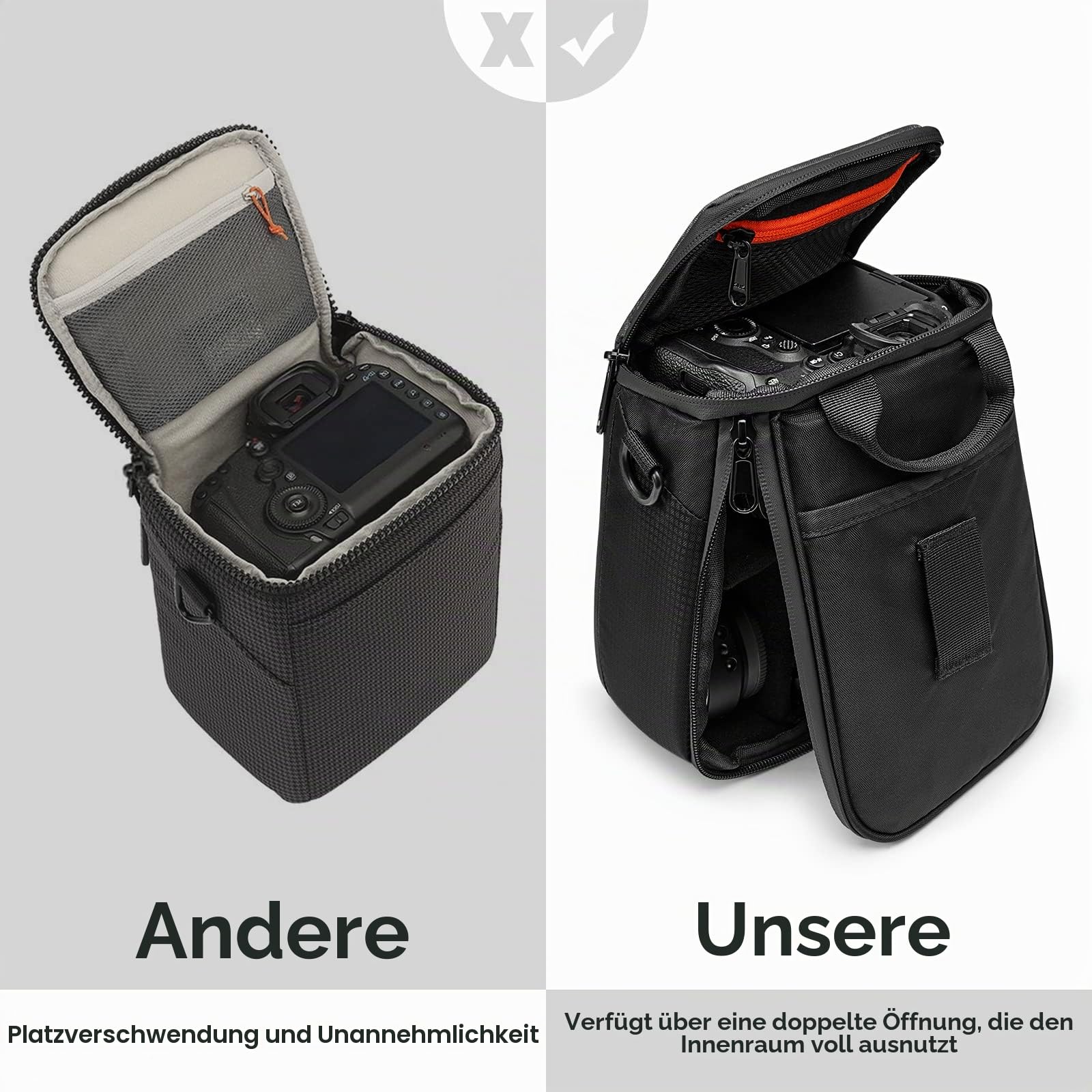 S-Zone Kameratasche Wasserdicht Stoßfest Objektivtasche Kameraeinsatz Tasche Praktisch Gepolstert DSLR SLR Kameraschutz Einsatztasche Objektivhüllen für spiegellose Objektivkabel Zubehör, Schwarz, S, 6