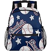 Baseball Print Pattern Kids Backpack for Boys Girls, Baseball Sprots Theme Toddler Bag with Chest Clip Nursery Preschool Bag Schoolbag Travel Rucksack