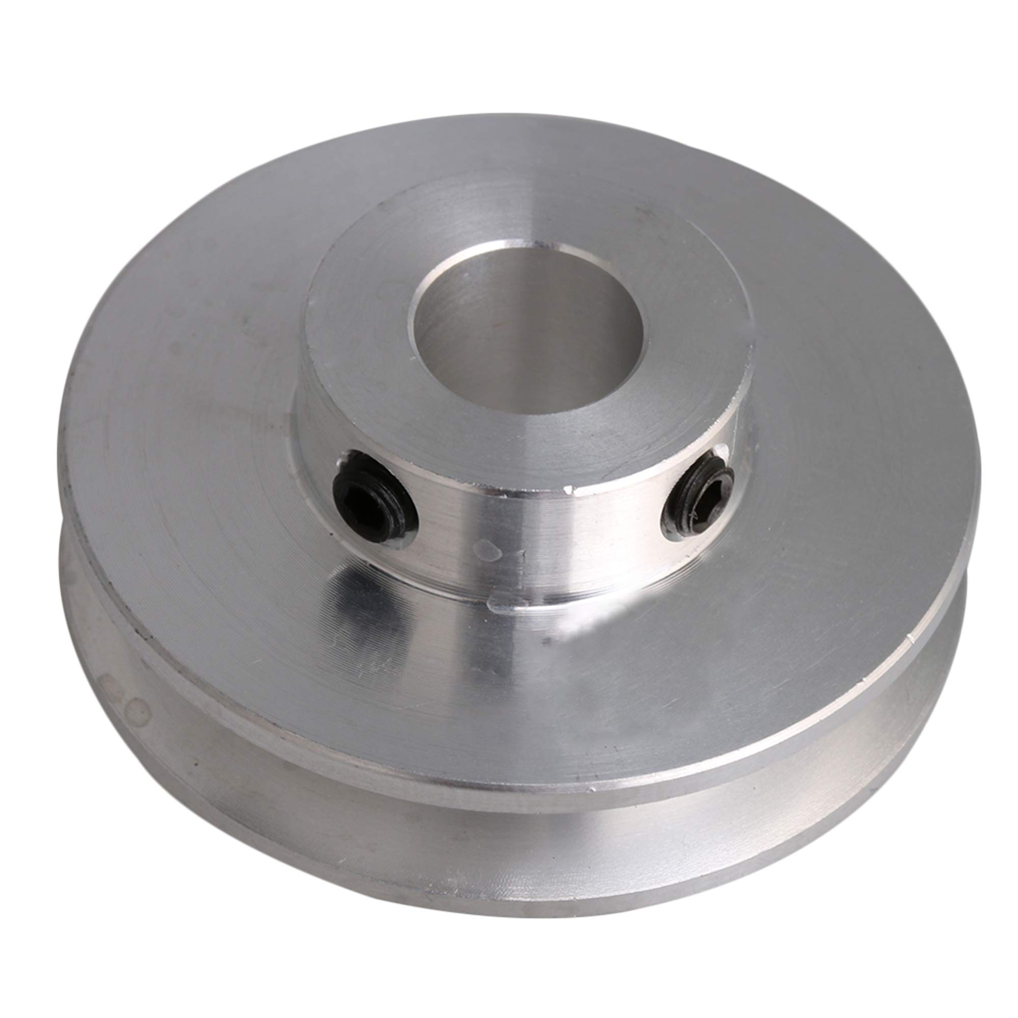 BQLZR 41x16x10MM Silver Aluminum Alloy Single Groove 10MM Fixed Bore Pulley for Motor Shaft 3-5MM PU Round Belt