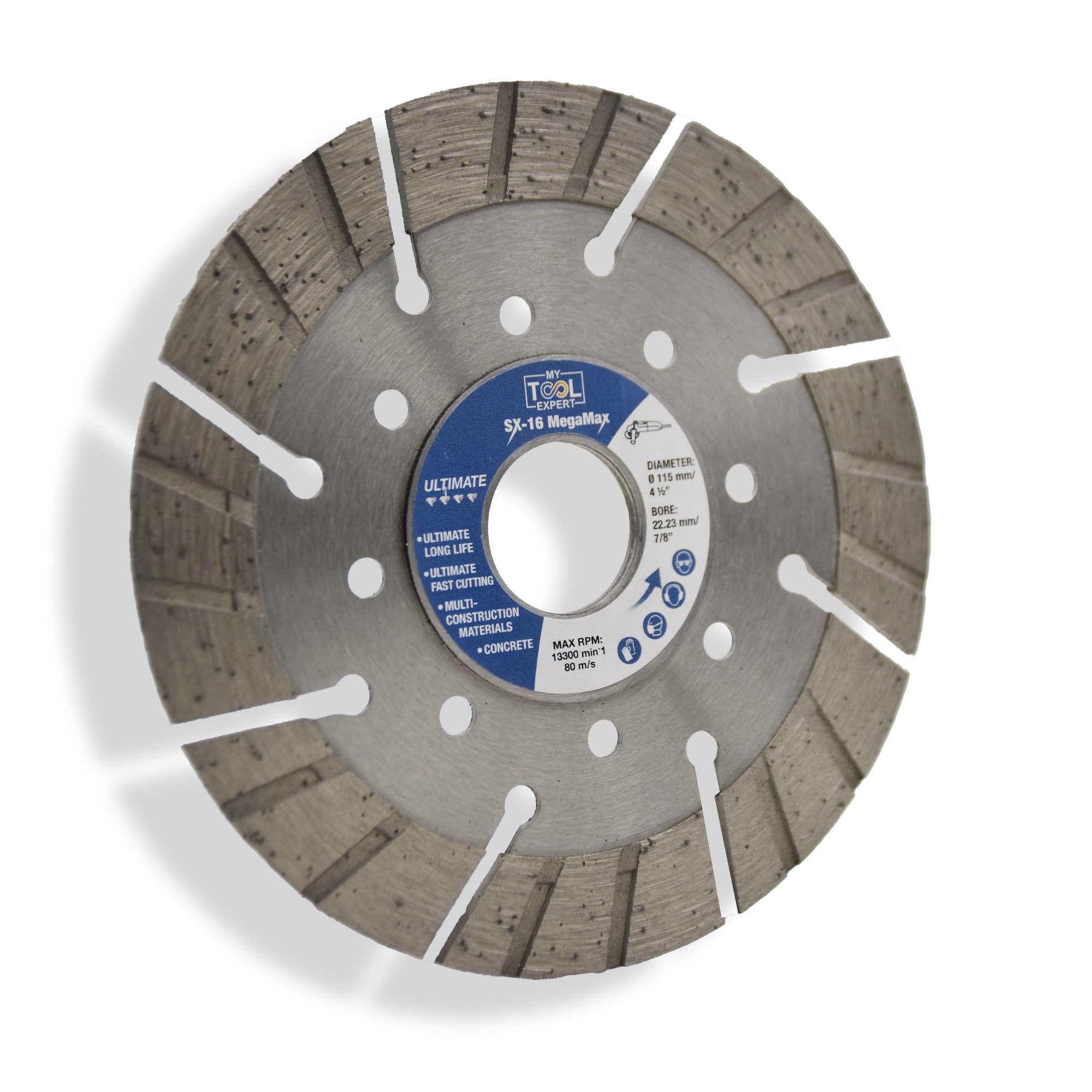 115mm Diamond Cutting Discs For Angle Grinder, SX-16 MegaMax Segmented Diamond Blade for Masonry Cutting, Bricks, Reinforced Concrete, Granite, Roofing Tile