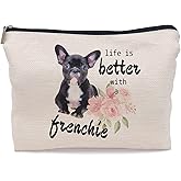 Lacosu French Bulldog Frenchie Makeup Bag Cosmetic Bags for Women, Frenchie Gifts for Women, French Bulldog Mom Gifts, Life is Better with a Frenchie Small Makeup Cosmetic Bag for Purse