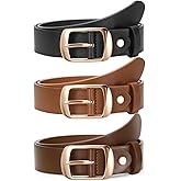 SUOSDEY 3 Pack FashionWomen Belts for Jeans Dresses Pants Ladies Leather Waist Belt with Elegant Buckle, Width 1.3"