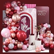 Amazon.com: PartyWoo 140 pcs Burgundy Red and Pink Balloon Garland ...