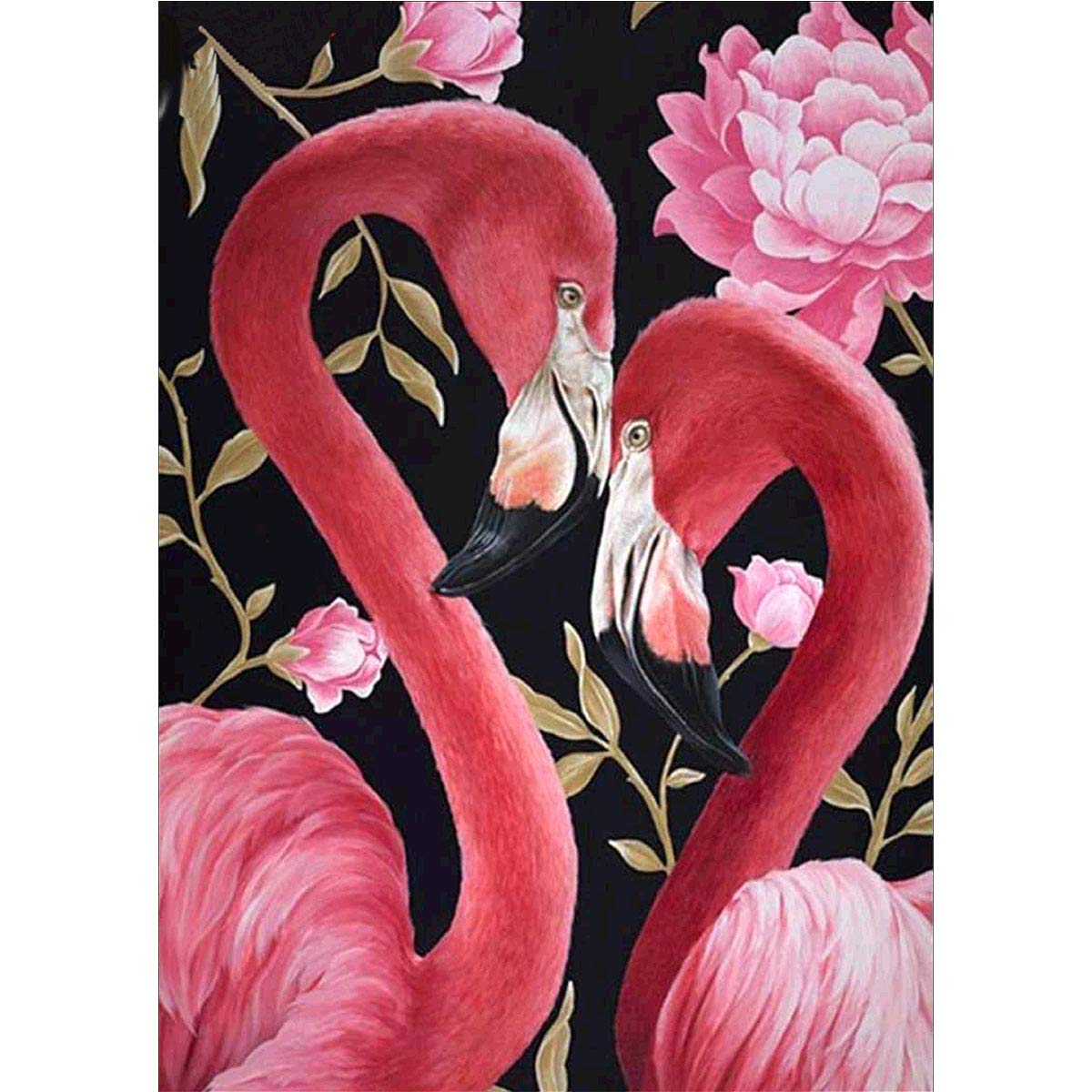 MXJSUA DIY 5D Diamond Painting Flamingo Kits for Adults Round Full Drill Animals Diamond Art Kits for Kids Pink Flower Gem Art Rhinestone Arts Canvas Diamond Art for Home Wall Art Decor 30X40cm