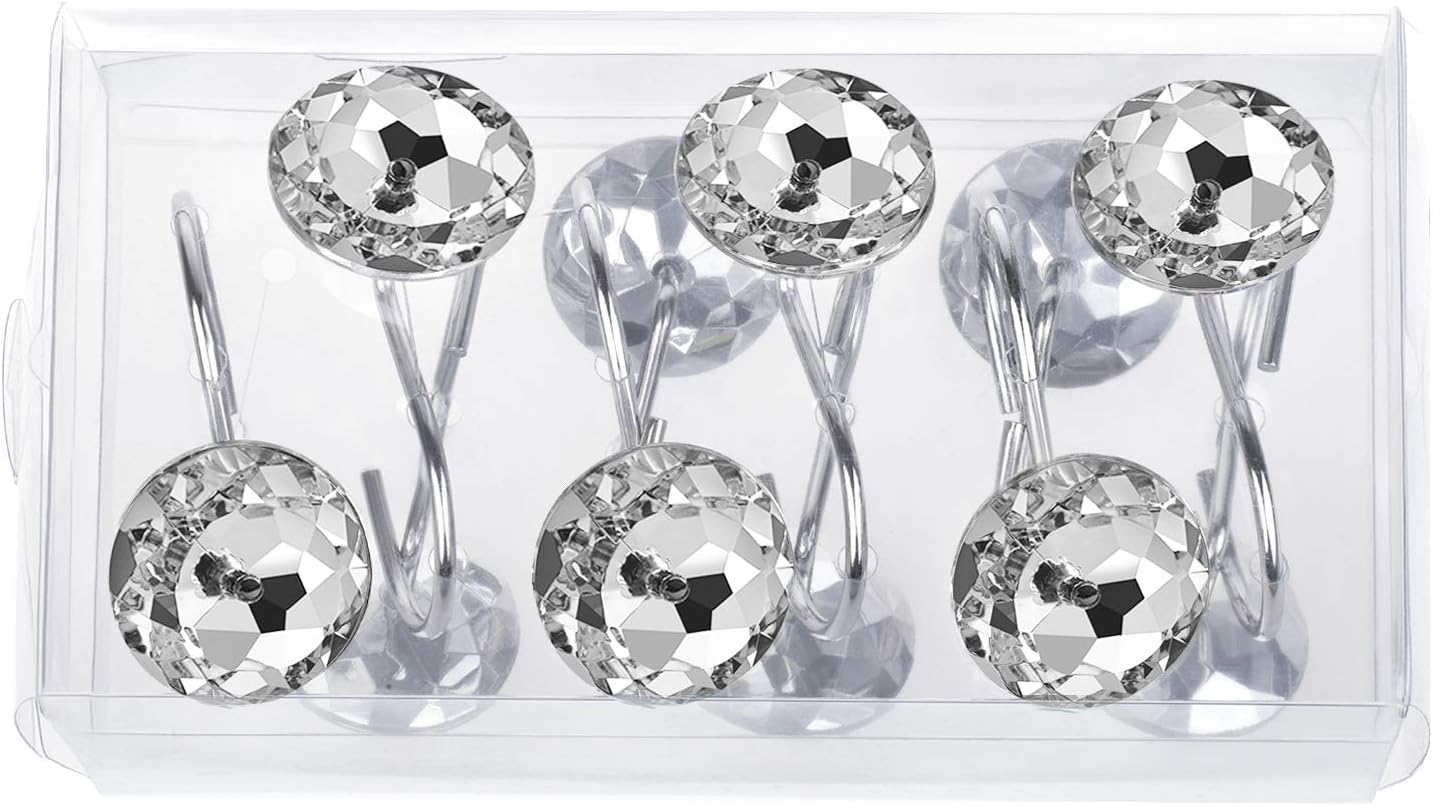 HBlife 12 Pcs Acrylic Decorative Rolling Shower Curtain Hooks Rhinestones Bath Bathroom Set: Home & Kitchen